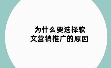 为什么要选择软文营销推广的原因