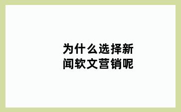 为什么选择新闻软文营销呢