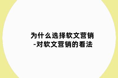 为什么选择软文营销-对软文营销的看法