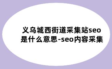 义乌城西街道采集站seo是什么意思-seo内容采集