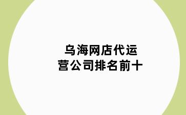 乌海网店代运营公司排名前十