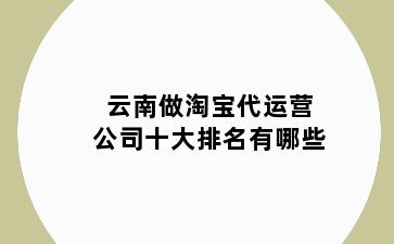 云南做淘宝代运营公司十大排名有哪些