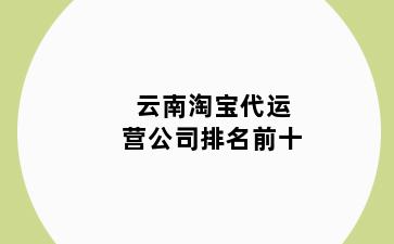 云南淘宝代运营公司排名前十