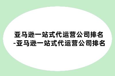 亚马逊一站式代运营公司排名-亚马逊一站式代运营公司排名