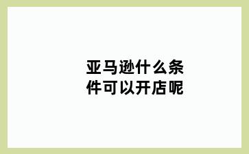 亚马逊什么条件可以开店呢