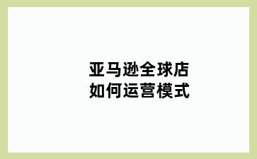 亚马逊全球店如何运营模式