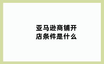 亚马逊商铺开店条件是什么