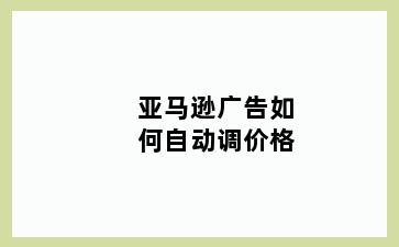 亚马逊广告如何自动调价格