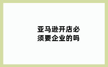 亚马逊开店必须要企业的吗