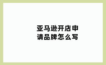 亚马逊开店申请品牌怎么写