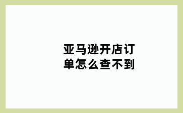 亚马逊开店订单怎么查不到