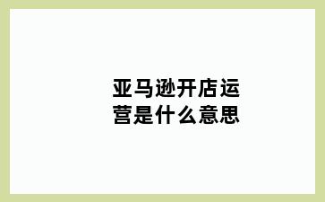 亚马逊开店运营是什么意思