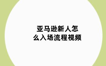 亚马逊新人怎么入场流程视频