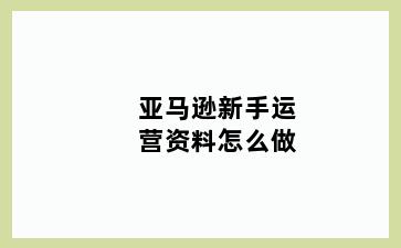 亚马逊新手运营资料怎么做