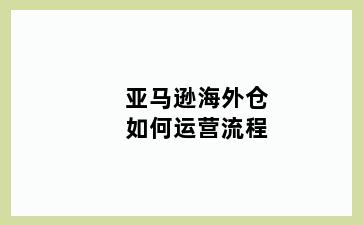 亚马逊海外仓如何运营流程