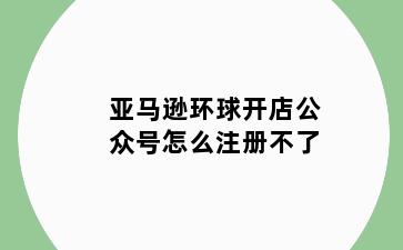 亚马逊环球开店公众号怎么注册不了