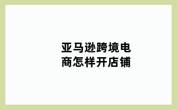 亚马逊跨境电商怎样开店铺