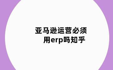 亚马逊运营必须用erp吗知乎