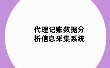 代理记账数据分析信息采集系统