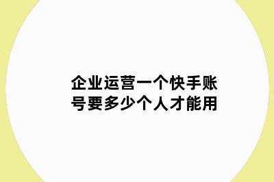 企业运营一个快手账号要多少个人才能用