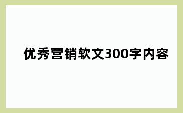 优秀营销软文300字内容