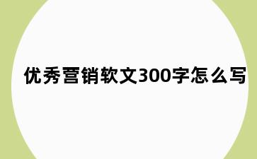 优秀营销软文300字怎么写