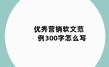 优秀营销软文范例300字怎么写