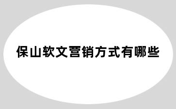 保山软文营销方式有哪些