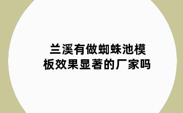 兰溪有做蜘蛛池模板效果显著的厂家吗