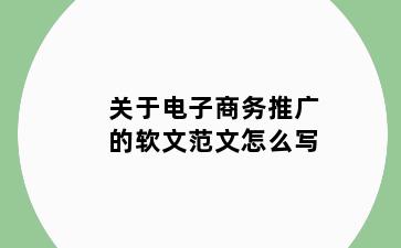 关于电子商务推广的软文范文怎么写