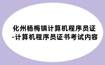 化州杨梅镇计算机程序员证-计算机程序员证书考试内容