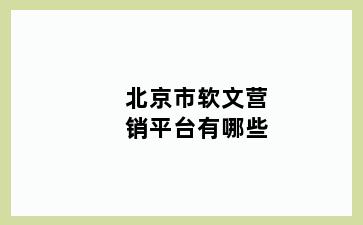 北京市软文营销平台有哪些