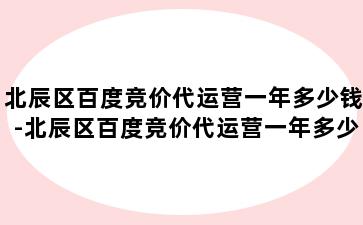 北辰区百度竞价代运营一年多少钱-北辰区百度竞价代运营一年多少钱啊