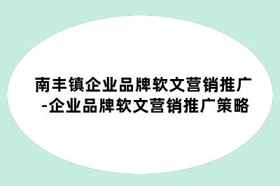 南丰镇企业品牌软文营销推广-企业品牌软文营销推广策略