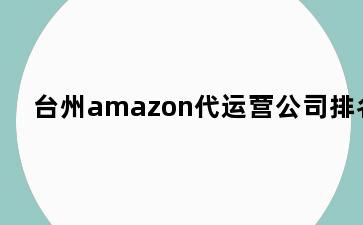 台州amazon代运营公司排名