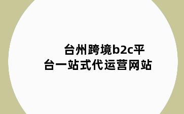 台州跨境b2c平台一站式代运营网站