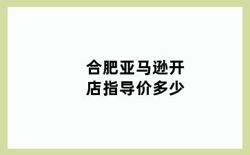 合肥亚马逊开店指导价多少