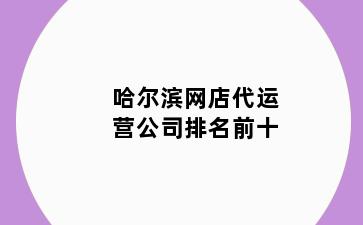 哈尔滨网店代运营公司排名前十