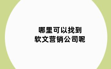 哪里可以找到软文营销公司呢