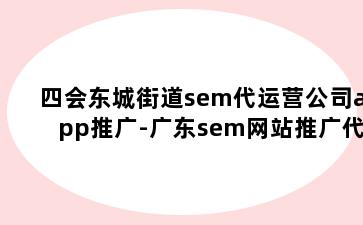 四会东城街道sem代运营公司app推广-广东sem网站推广代运营