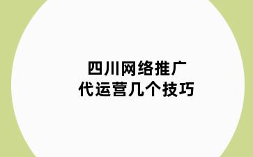 四川网络推广代运营几个技巧