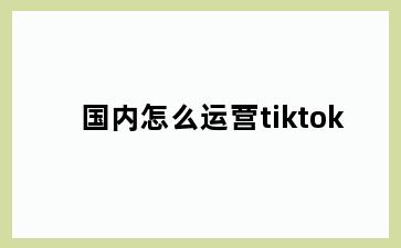 国内怎么运营tiktok