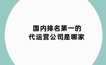 国内排名第一的代运营公司是哪家