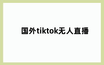 国外tiktok无人直播