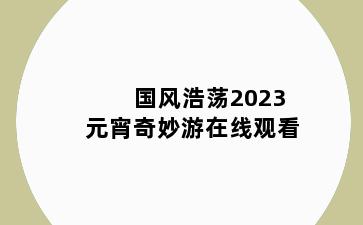 国风浩荡2023元宵奇妙游在线观看