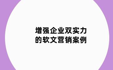 增强企业双实力的软文营销案例