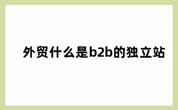 外贸什么是b2b的独立站