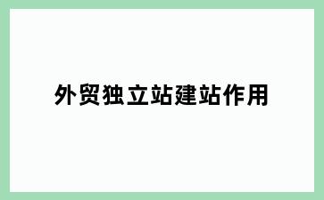 外贸独立站建站作用