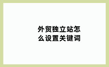 外贸独立站怎么设置关键词