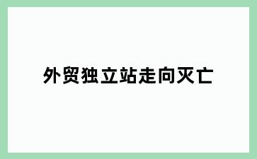 外贸独立站走向灭亡